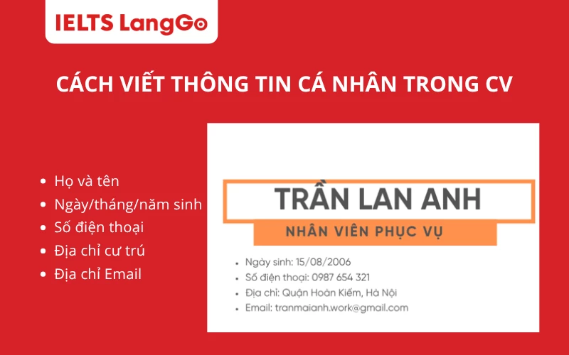 Cách viết thông tin cá nhân trong CV