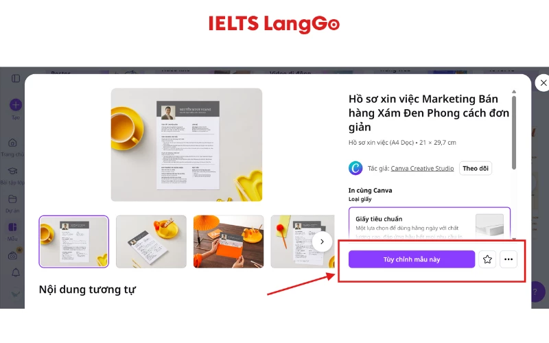 Bước 3: Lựa chọn mẫu phù hợp & tiến hành chỉnh sửa