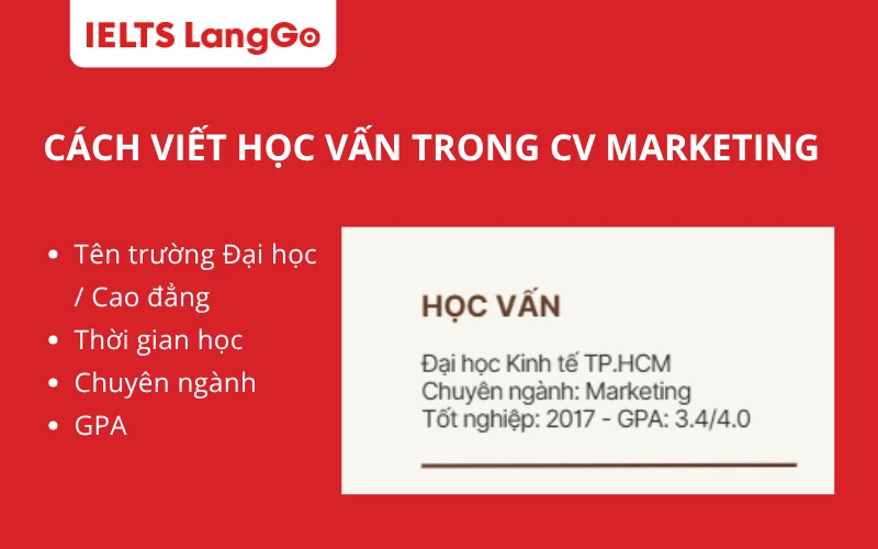 Cách viết Học vấn trong CV Marketing