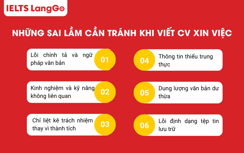 Những sai lầm cần tránh khi viết CV xin việc