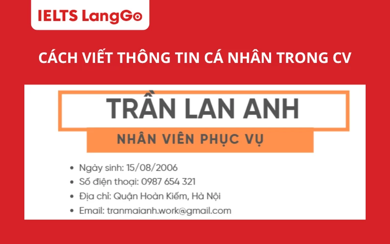 Cách viết Thông tin cá nhân trong CV