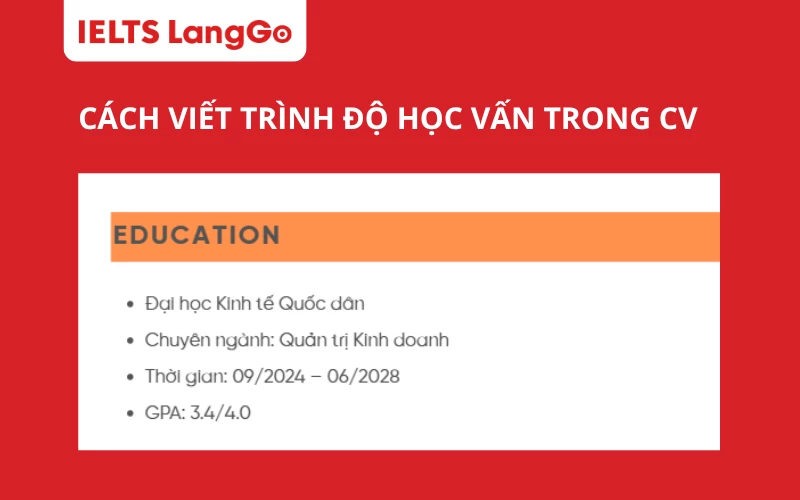 Cách viết trình độ học vấn trong CV