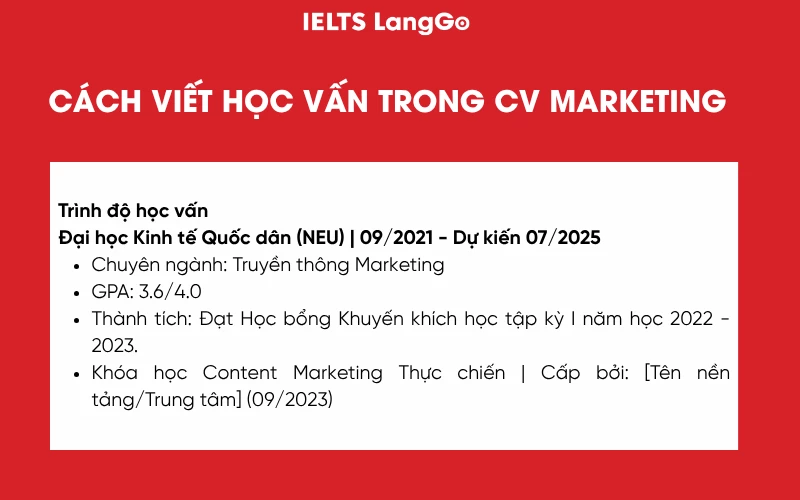 Cách viết Học vấn trong CV Marketing