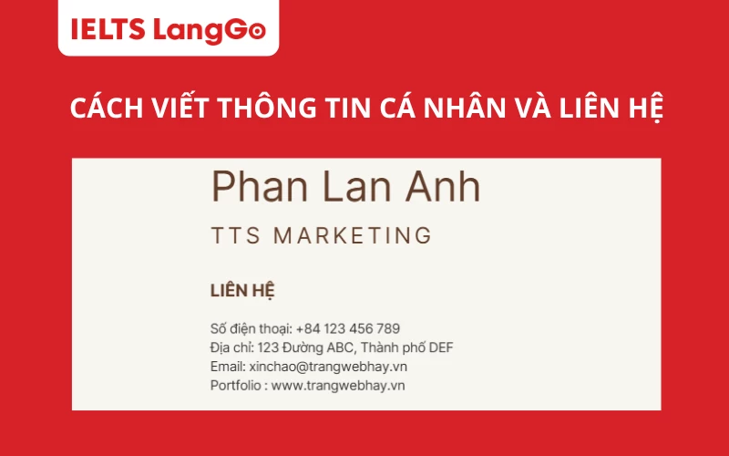 Cách viết Thông tin cá nhân và liên hệ trong CV thực tập sinh Marketing