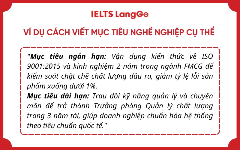 Ví dụ cách viết mục tiêu nghề nghiệp cụ thể