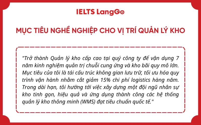Mục tiêu nghề nghiệp cho vị trí quản lý kho
