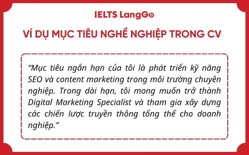 Ví dụ mục tiêu nghề nghiệp trong CV