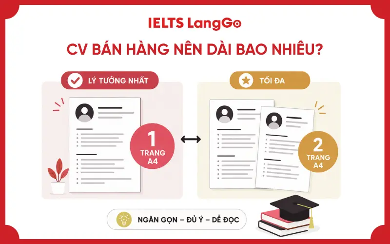 CV bán hàng nên có độ dài từ 1 đến 2 trang A4