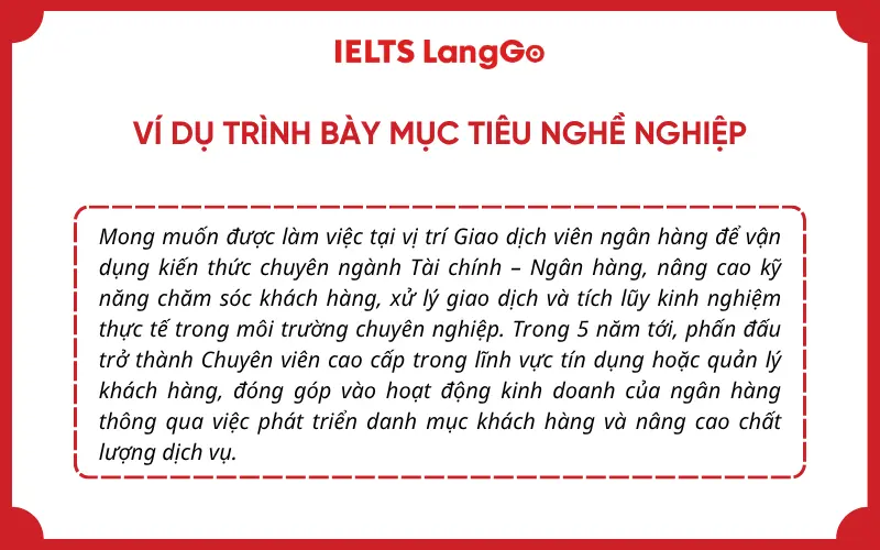Ví dụ mục tiêu nghề nghiệp trong CV ngân hàng