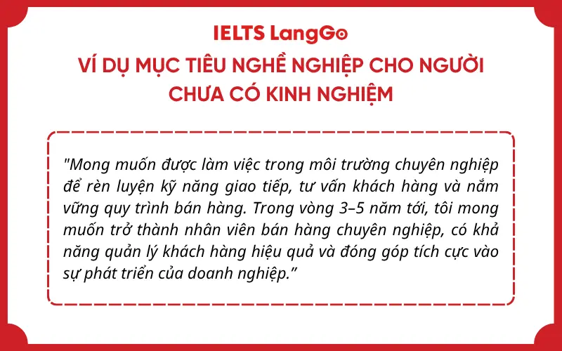 Ví dụ mục tiêu nghề nghiệp cho người chưa có kinh nghiệm