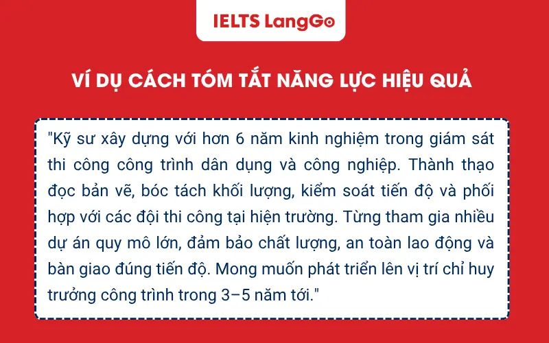 Ví dụ cách tóm tắt năng lực hiệu quả trong CV