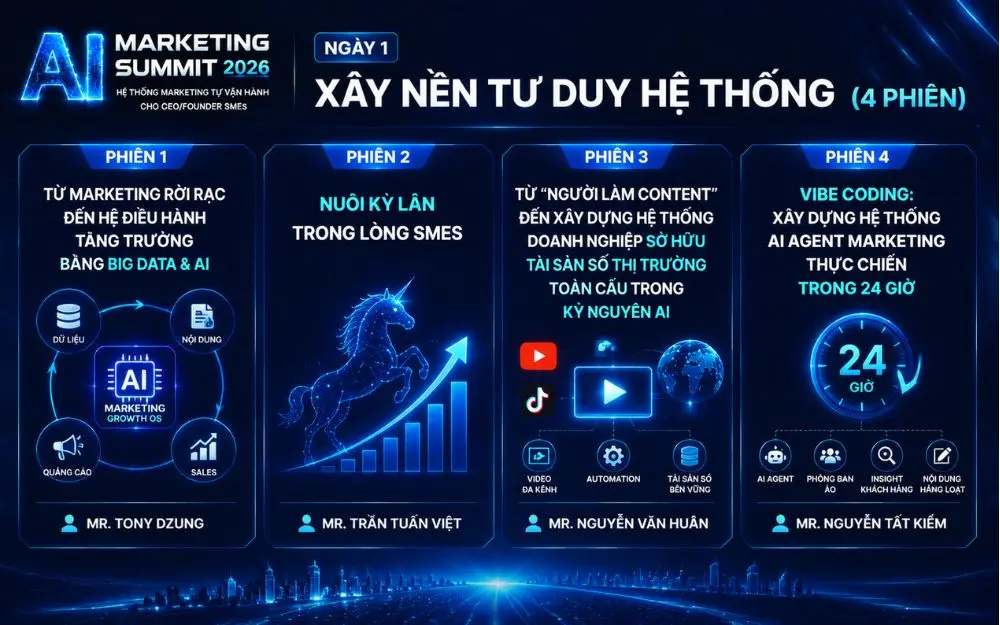 Ngày 1 - 4 Phiên chia sẻ tại AI Marketing Summit 2026 không nên bỏ lỡ
