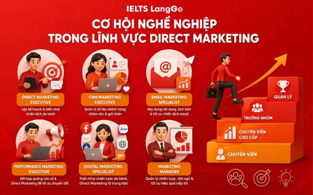 Khám phá lộ trình nghề nghiệp Direct Marketing với nhiều vị trí giàu tiềm năng phát triển.