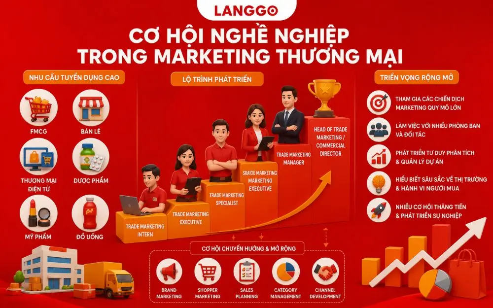 Lộ trình Trade Marketing mở ra nhiều cơ hội thăng tiến và chuyển hướng nghề nghiệp.