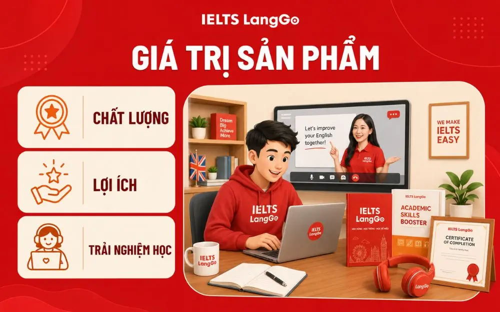 Product tạo giá trị qua chất lượng, lợi ích và trải nghiệm học tập.