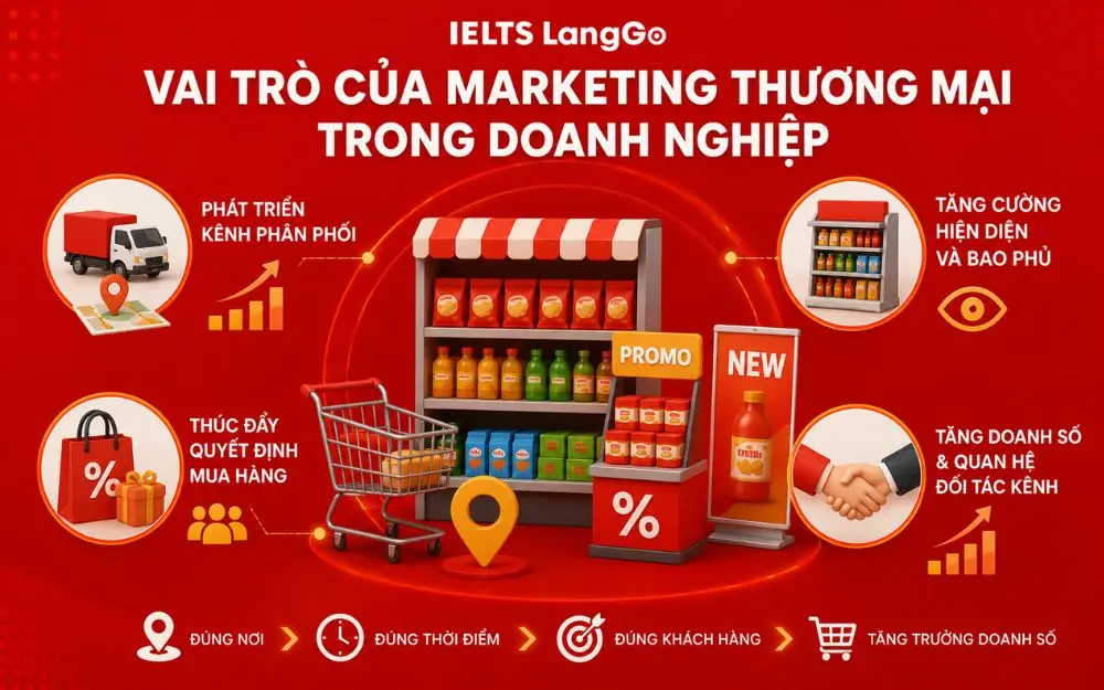 Marketing thương mại thúc đẩy phân phối, hiện diện điểm bán và tăng trưởng doanh số.