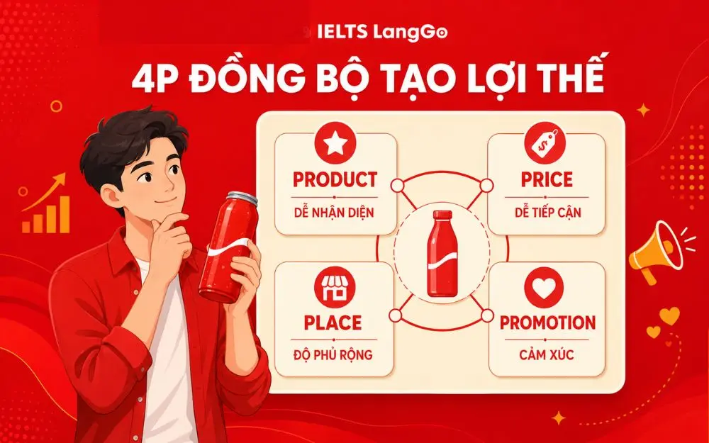 Coca-Cola tạo lợi thế nhờ phối hợp đồng bộ bốn yếu tố Marketing Mix 4P.