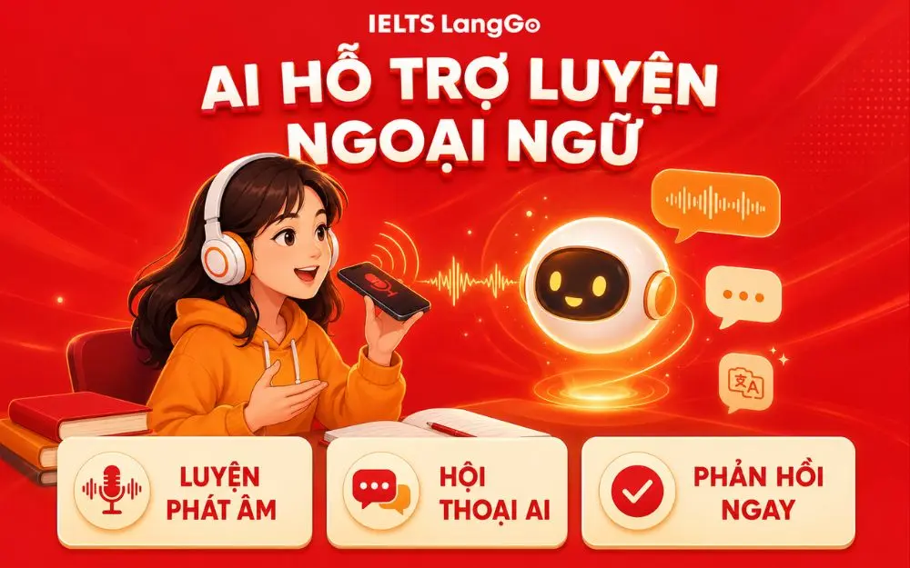 AI hỗ trợ luyện phát âm, hội thoại và nhận phản hồi tức thì.