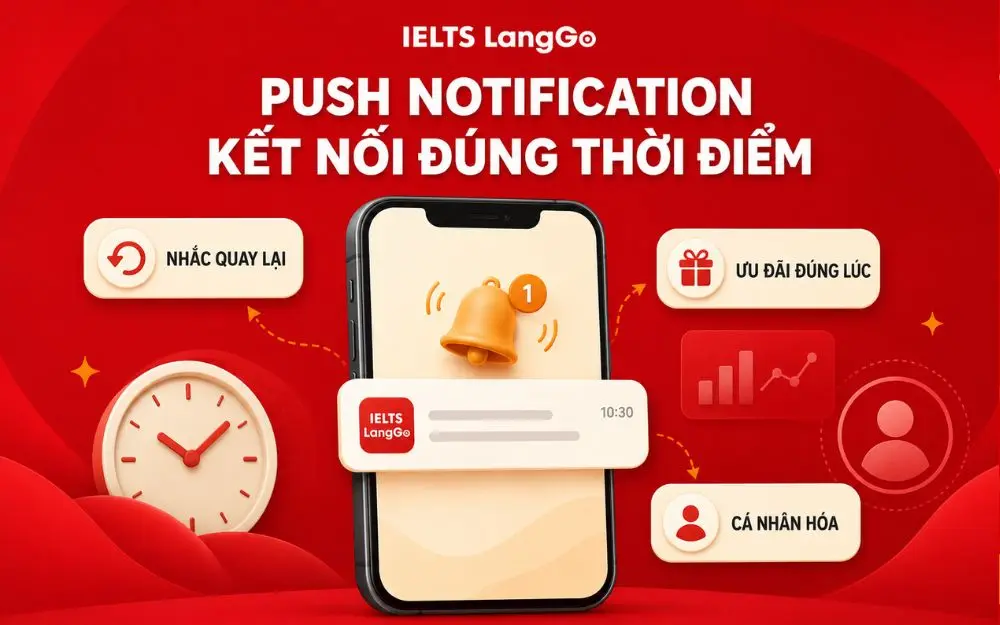 Push Notification giúp gửi thông điệp đúng lúc, đúng nhu cầu.