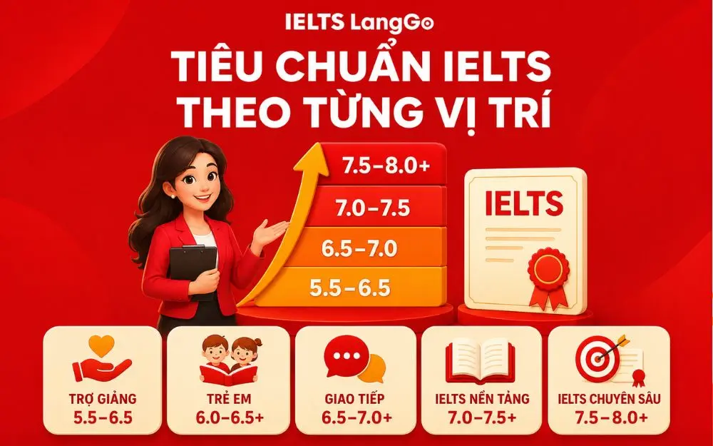 Mốc IELTS tham khảo cho từng vị trí giáo viên tiếng Anh.
