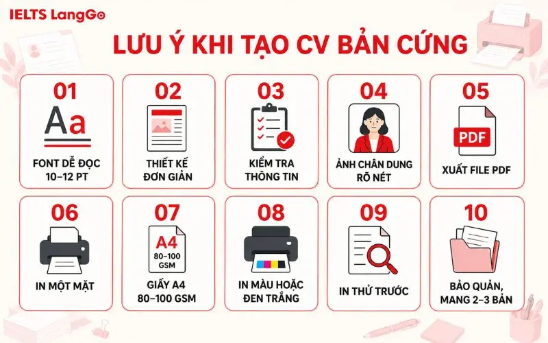 Những lưu ý khi tạo CV bản cứng