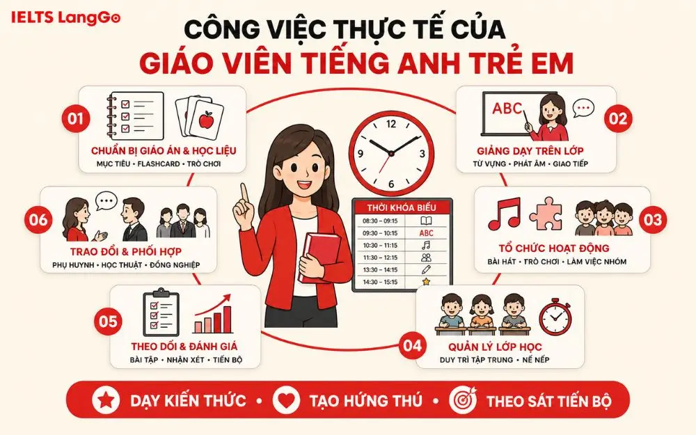 Công việc thực tế của giáo viên tiếng Anh trẻ em