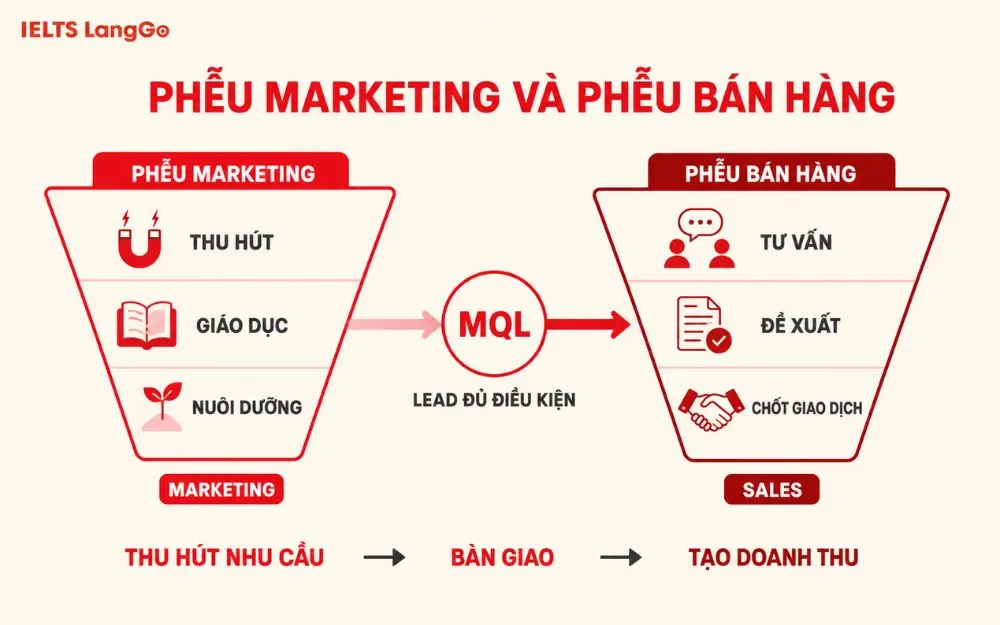 Sự khác nhau giữa phễu Marketing và phễu bán hàng